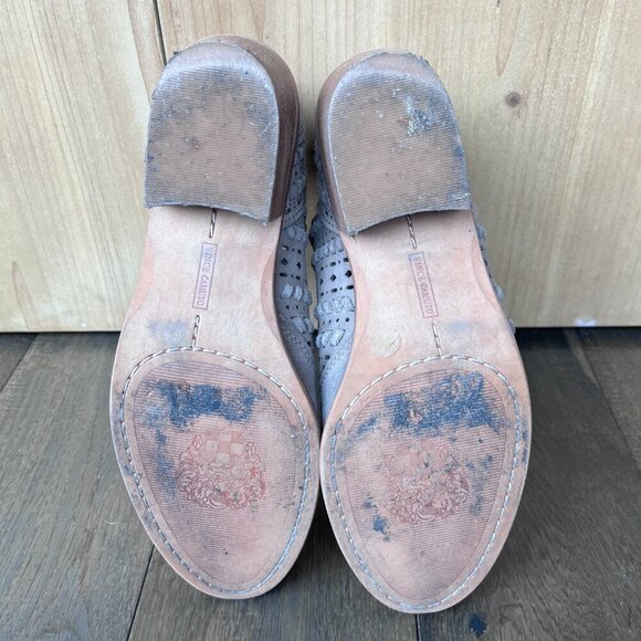 Vince Camuto Prasata Booties Size 6 Taupe Laser Cut Suede Leather Ankle Boots - Picture 6 of 7